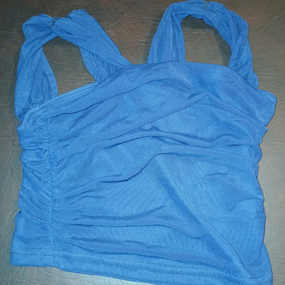 Blue Ruched Tank Top - Picture 2 of 3